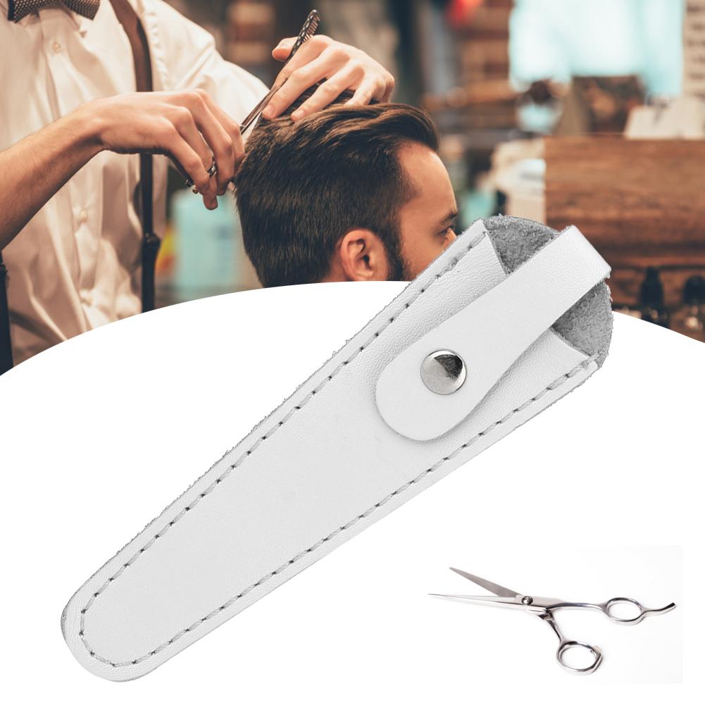 Professional PU Leather Scissors Bag Portable Scissors Storage Holder Casing Hairdressing ToolWhite