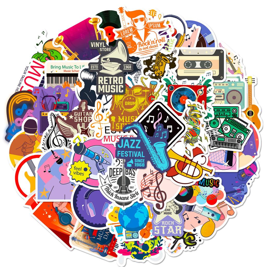 50 Headphones Music Stickers Rock Band European And American Personality Cool Music Stickers Music Stickers Diy