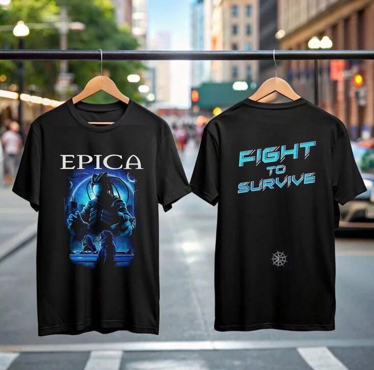 Epica 2025 Exclusive US Tour Merch Fight To Survive Two Sided Unisex TShirt. Unisex T-Shirt XXL