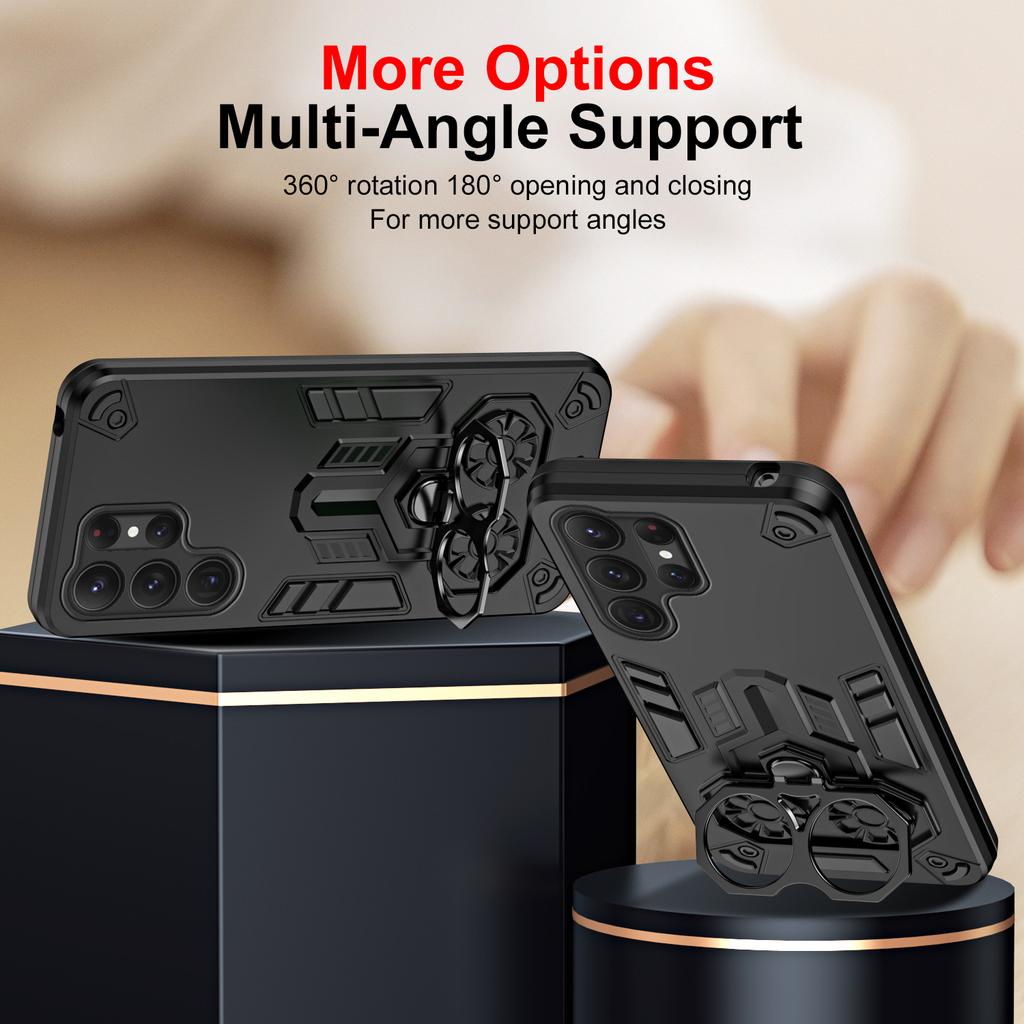 Militärische Panzerhülle für Samsung Galaxy S25 Ultra Hülle für Samsung S25 Plus S25+ S25Ultra Drehbarer Metallbügel Ständer Abdeckung