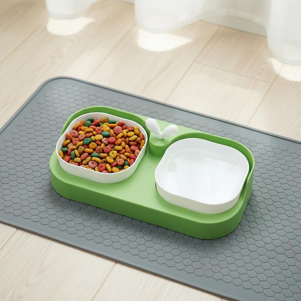 Double Pet Bowls Set for Dogs - Durable Non-Slip Food Water Feeder Dish Pet Supplies