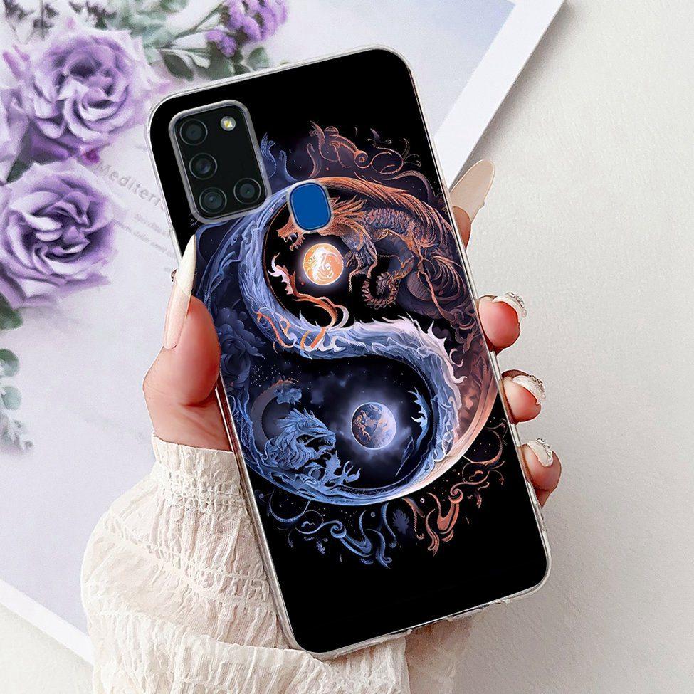 For Samsung A21s Case Cover Clear Fashion Luxury Cute Painted Back Cover For Samsung Galaxy A21s Phone Case A217F A217M A217N