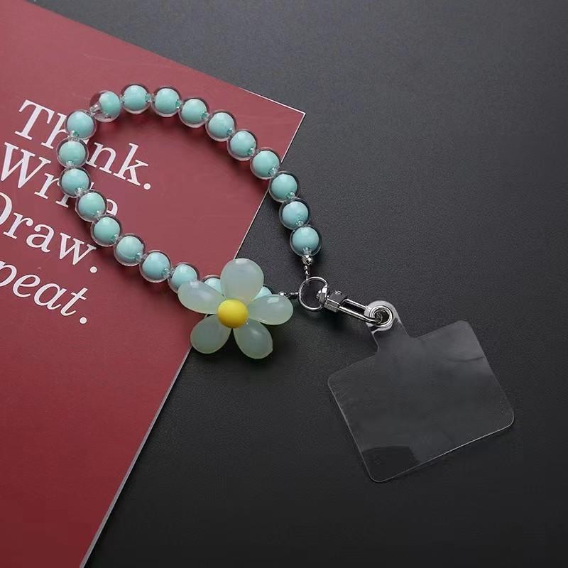 Mulit-Purple Wrist Let Strap For Phone Handmade Flower Colorful Beaded Wrist Rope Phone Lanyard Bracelet For Women Girls Lady