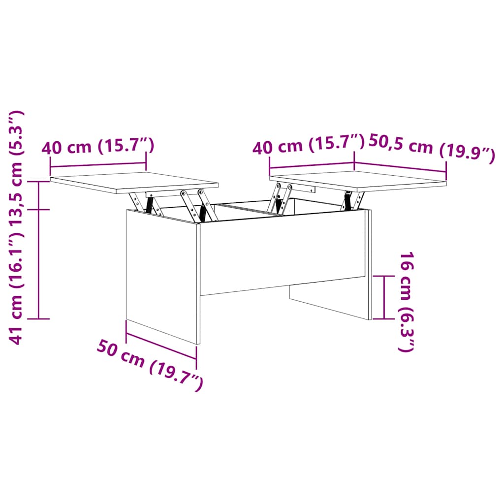 Coffee Table Gray Sonoma 80 X 50 X 42.5 Cm Particleboard
