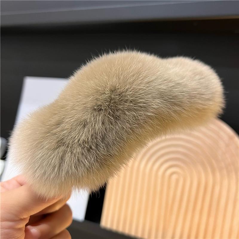 Real Rex Rabbit Hair Large Hairpin Back Head Temperament Clip Internet Celebrity New Cute Plush Headgear Hair Grab Hair Accessories