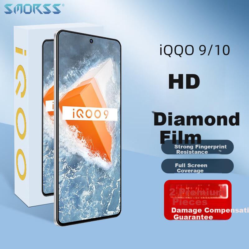 2-Pack Tempered Glass Screen Protector for iQOO10, Vivo iQOO9, High-Definition Gaming Full-Coverage Anti-Scratch and Anti-Fingerprint Protective Film