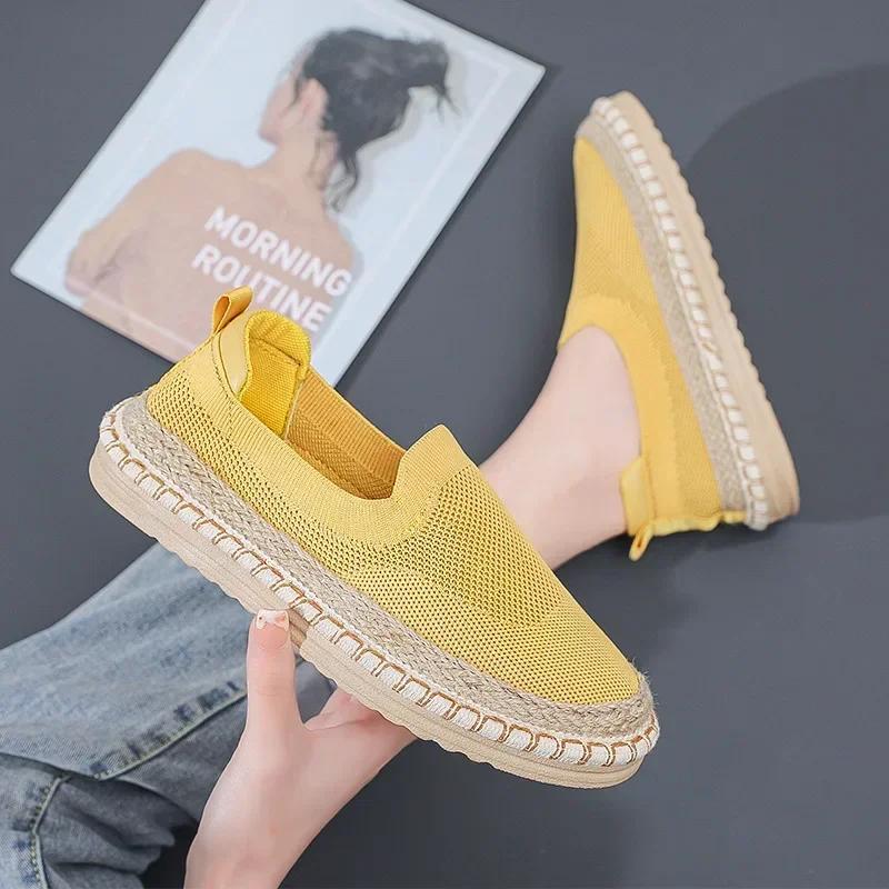 Fashion Women's Breathable Sneakers Flat Casual Shoes Slip on Ladies Loafers Vulcanized Shoes Walking Sneaker Footware 2025