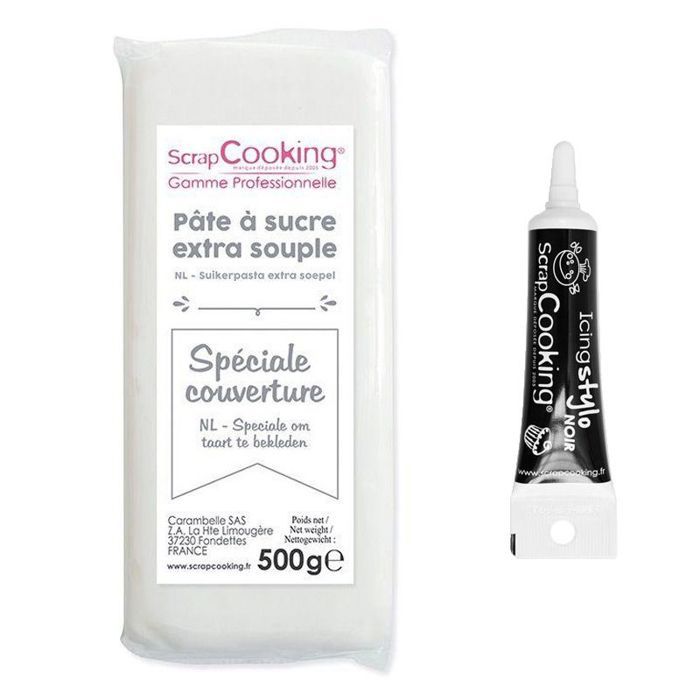 White Couverture Sugar Paste 500g + Black Icing Pen
