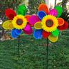 Dwuwarstwowy Kolorowy Wiatrak Słonecznikowy Dzieci DIY Zabawki na Zewnątrz Ogród Podwórko Dekoracja