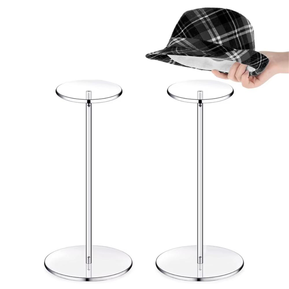 Round Hat & Wig Display Stand Acrylic Freestanding Plastic Shelf Desktop Storage Rack Wig Showcase