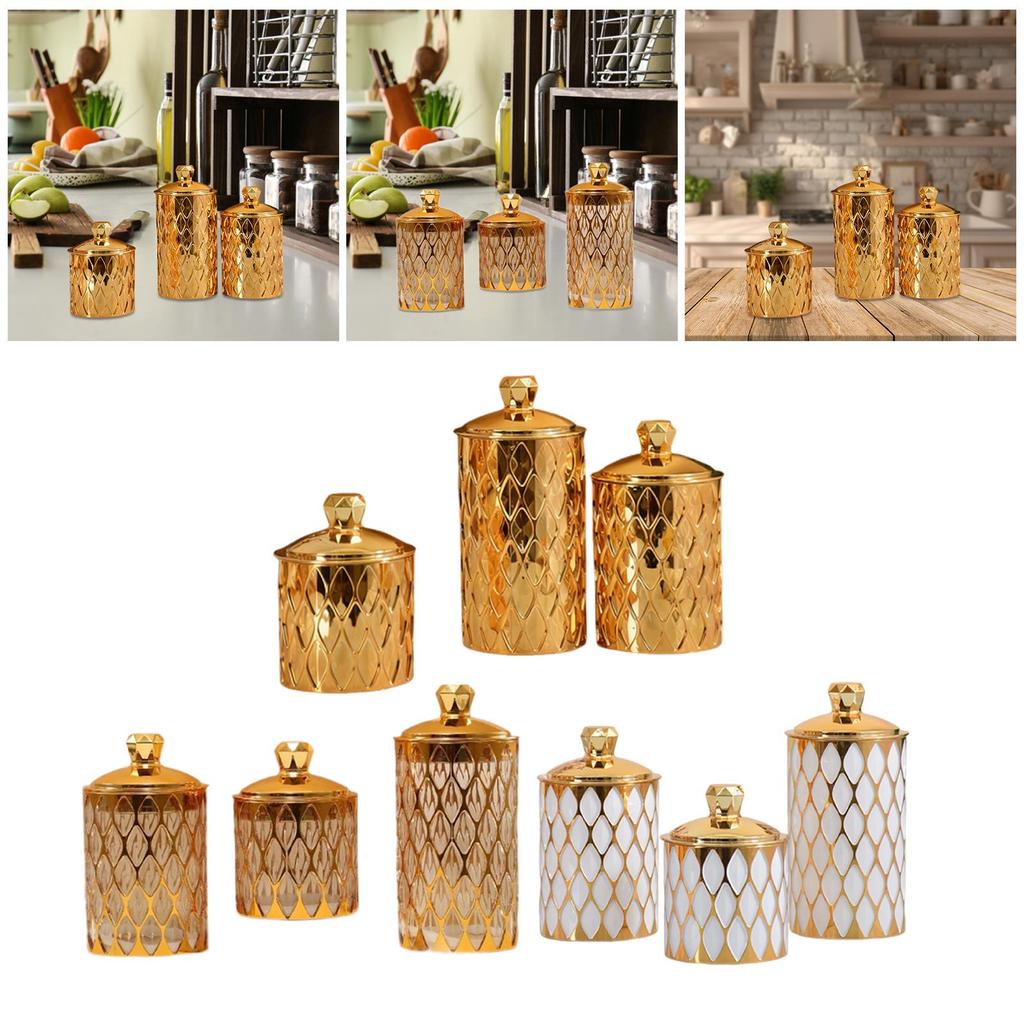 3Pcs Storage Jars with Lid Cereal Canister Pantry Organization Practical Candy Jar Food Storage Container for Snacks Holiday