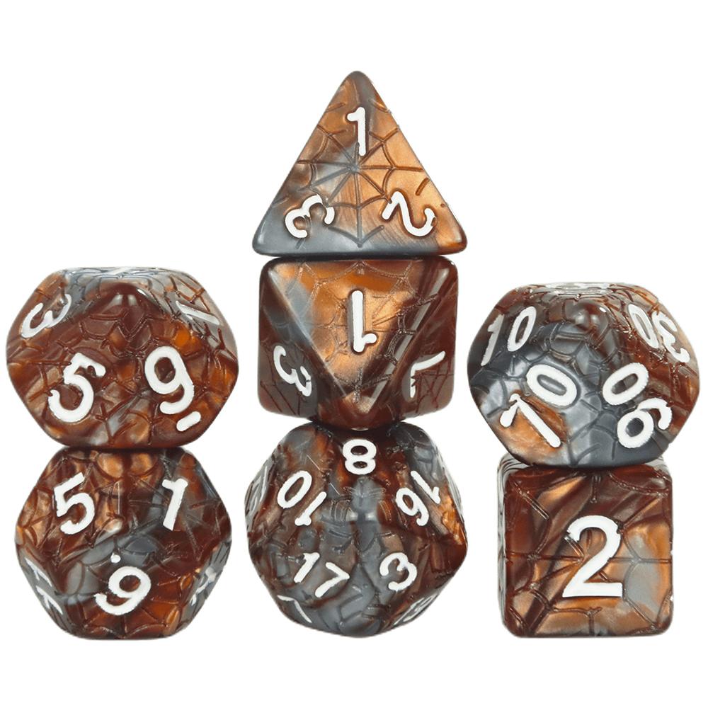 Mixing Color Dice DND 7pcs Polyhedral Dice Set with Engraving Spider Web Effect for DND RPG Magic Gathering Table Game D&D Dice