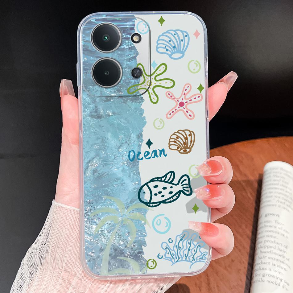 Case For Poco C85 C75 C65 C55 Ocean Fish Transparent Phone Back Cover For POCO C 75 Soft TPU Silicone Lightweight Protectors