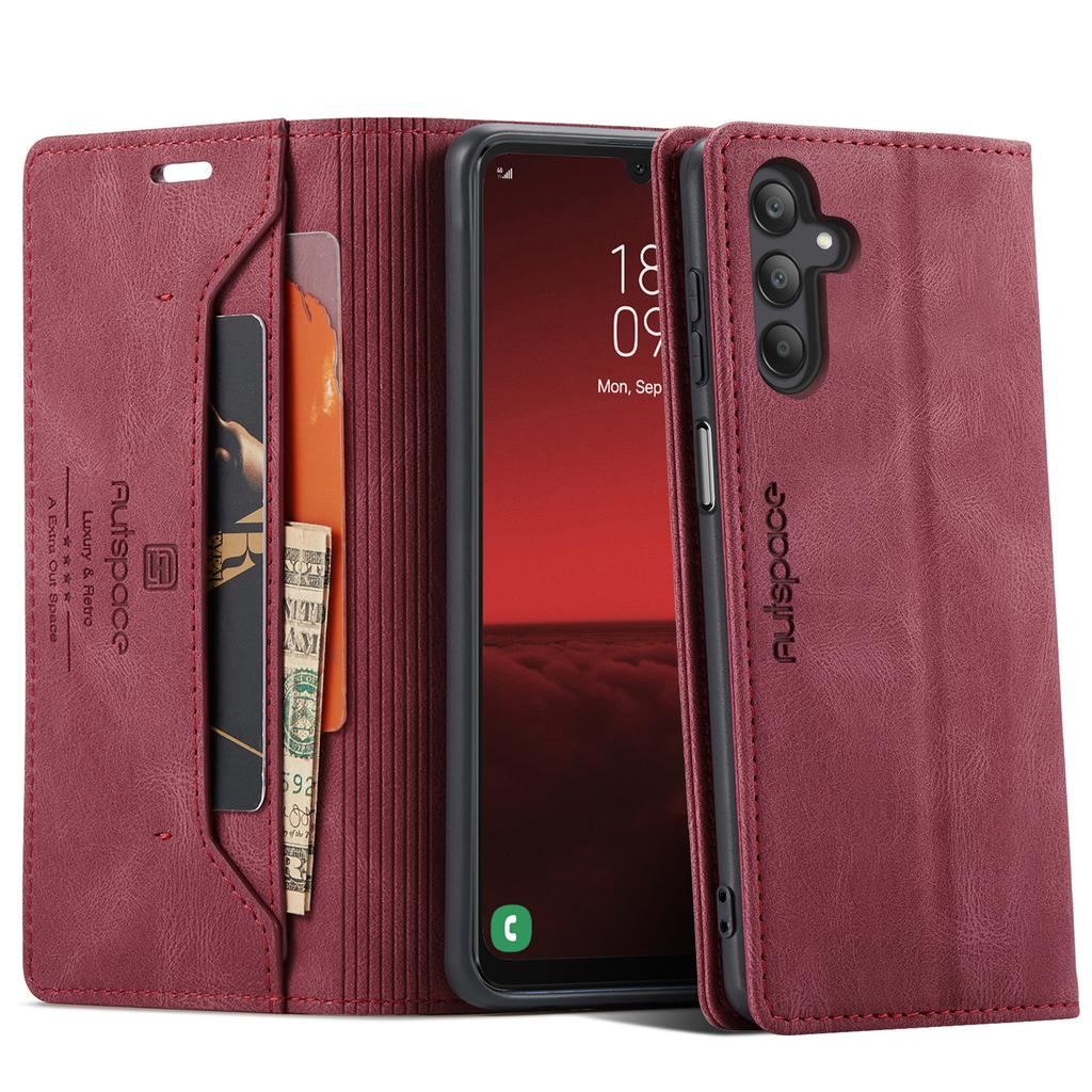 For Samsung Galaxy A25 5G (Global) (161.0 x 76.5 x 8.3mm) Wallet Case AUTSPACE A01 Leather Stand Cover with RFID Blocking Card Holder