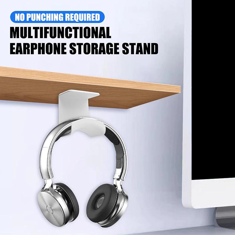 Adhesive Plastic Universal Headphone Stand Wall Mount Hanger Under Desk Headset Rack Holder Support For Gaming Earphone Bracket