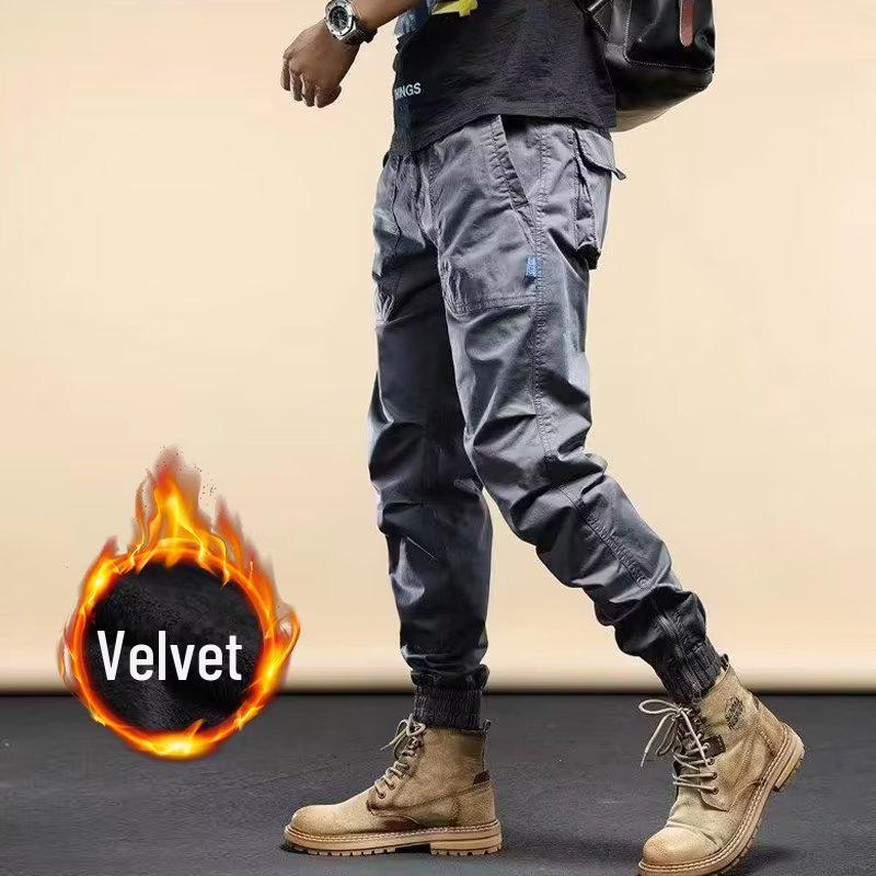 

GEXILA Мужской американский ретро комбинезон | Бархатные универсальные повседневные брюки свободного кроя на осень/зиму M серый