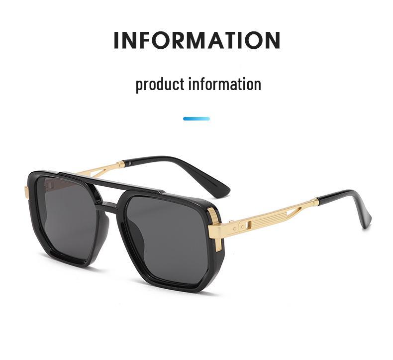 2026 Retro Double Bridge Square Pilot Sunglasses - European & American Fashion Street Style