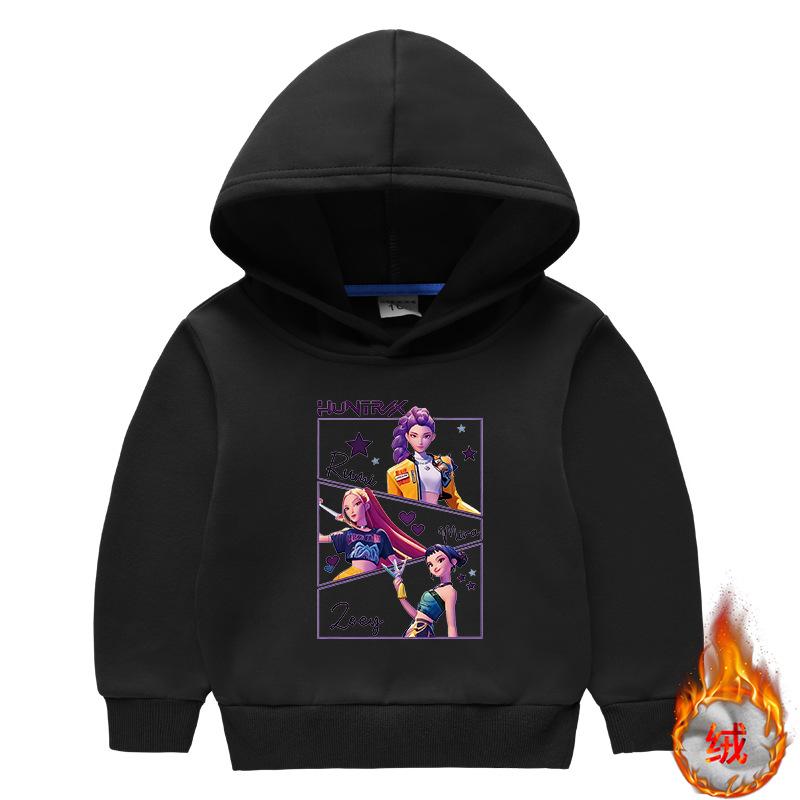 Kid s Loose Casual Pullover Hoodie KPop Demon Hunter Street Fashion Printed Top 150cm