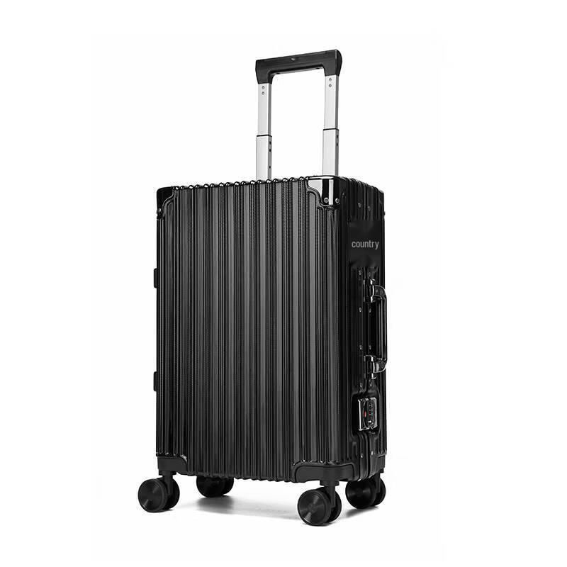 Hengyuanxiang Striped Aluminum Frame Suitcase