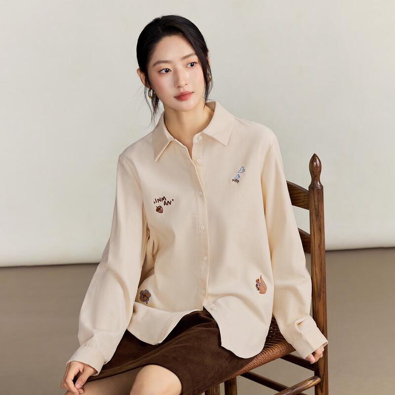 INMAN Women s Pure Cotton Corduroy Embroidered Shirt M