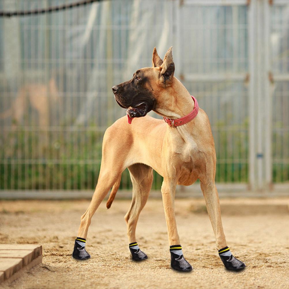 

1Set Pet Dog Waterproof Winter Snow Boots Rubber Rain Shoes Anti-Slip Socks Footwear Size 7 Black Protect Paws 8X3.9X3.2CM