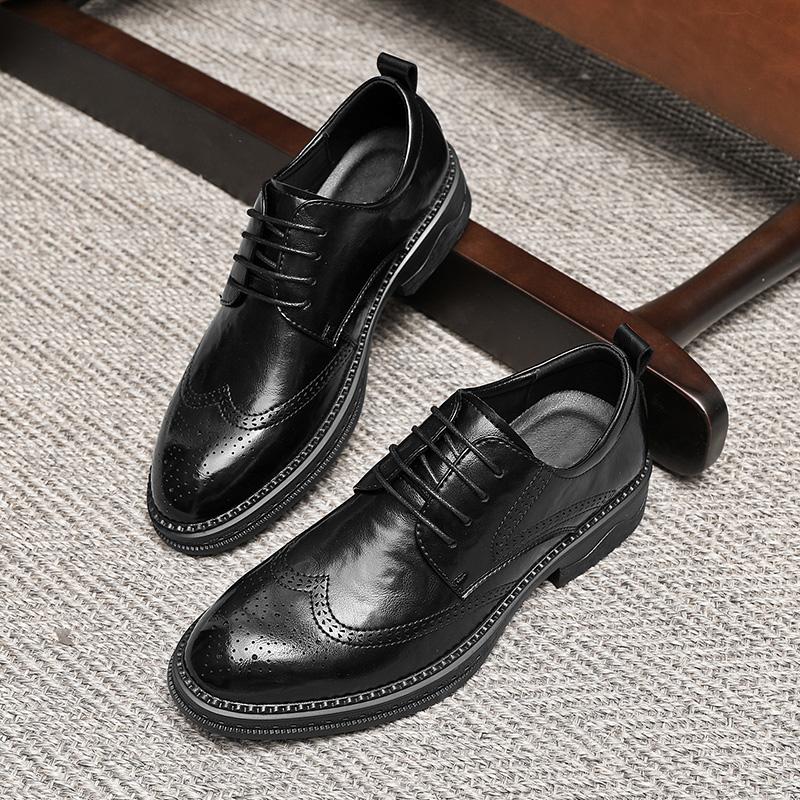 Fashion Men oxfords Shoes lace up Business Leather Shoes outdoor Fashion Casual Shoes Men Black wedding party Comfortable Men'shoes