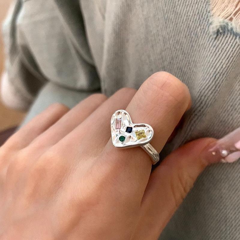 Stylish Adjustable Heart Shaped Ring For Women Featuring Unique Design And Fashionable Elements