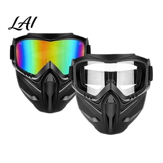 2-in-1 Face Mask And Goggles 2Pcs Full Shield Goggles Anti Fog Dust D