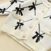 Girl's Bow Sweater Cardigan+Knitted Wide Leg Pants Two-piece Set