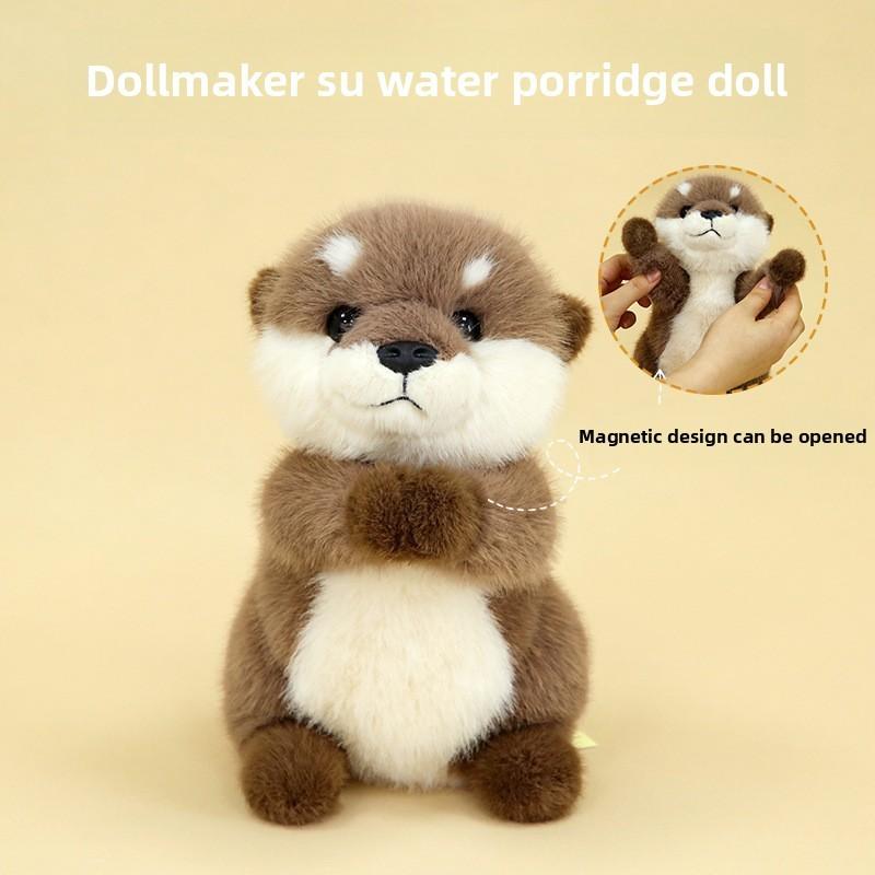 Soft Plushie Otter Rabbit Fur Stuffed Toy With Pp Cotton Filling For Room Kids