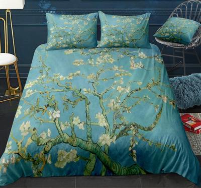 Juego de Funda Nórdica Obras Abstractas de Van Gogh Tamaño Queen King Ropa de Cama Floral Habitación Nórdica para Niñas Juego de 3 Piezas con 2 Fundas de Almohada