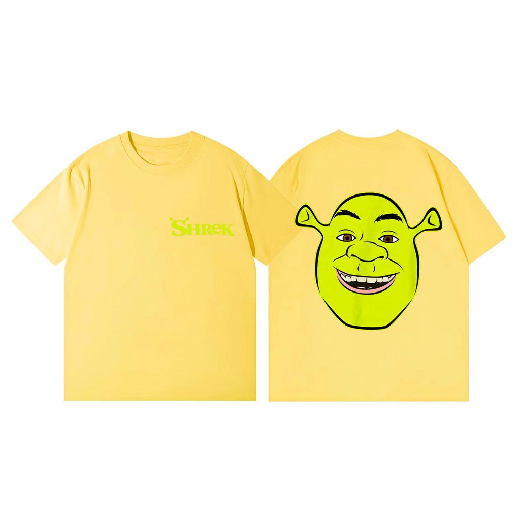 T-shirt Grafiche Divertenti Meme Faccia Grande Sorridente di Shrek Unisex Abbigliamento Donna Harajuku Magliette a Fumetti Estive Casual Ampie Magliette in Cotone