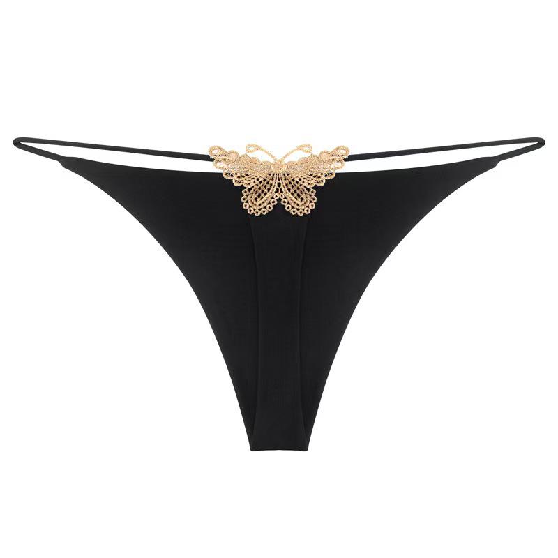 Butterfly Embroidery Low-Waist Seamless Thong - Spring/Summer Collection