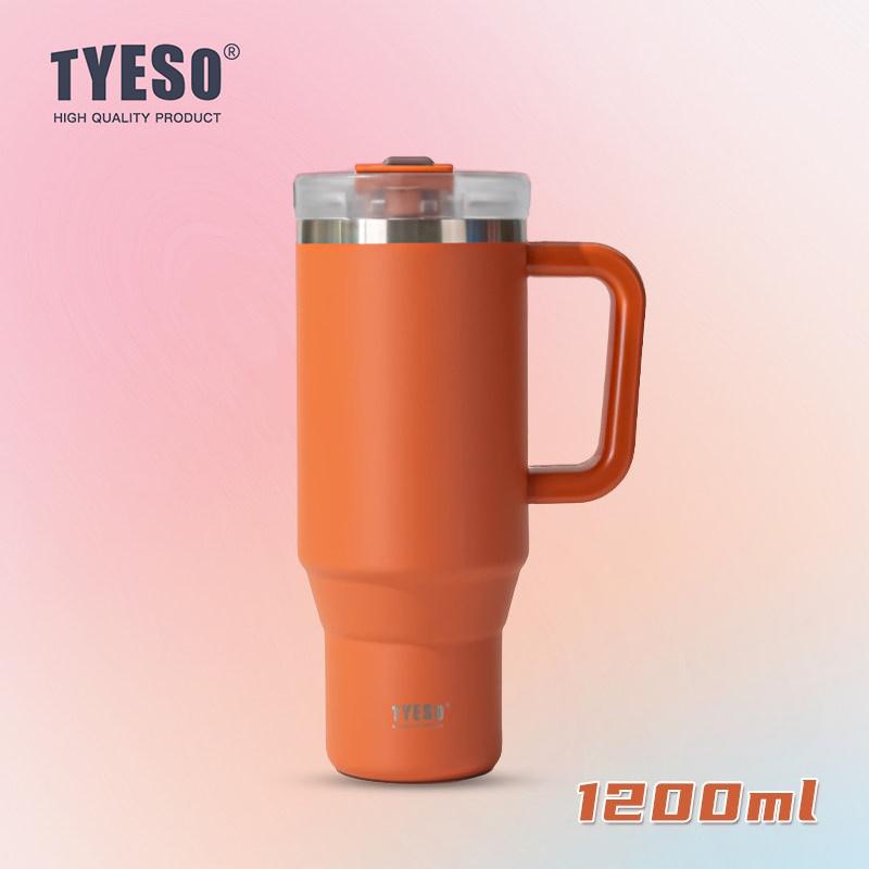 1200ml Tyeso Vacuum With Handle Bottle Stainless Steel Car Mug Straw Thermal Iced Travel Cup Tumbler Hot Cold Water Cup