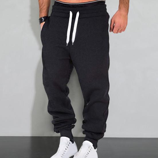 

Карманы Низ Повседневные свободные брюки со средней талией на плюшевой подкладке Бегуны 3XL чёрный