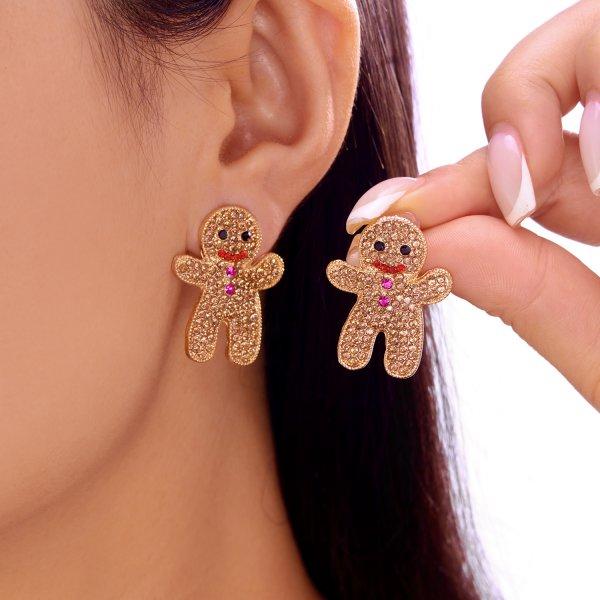 Delicate Rhinestone Elk Earrings for Women Sweet Asymmetrical Snowflake Deer Drop Earring New Year Jewelry Christmas Gift