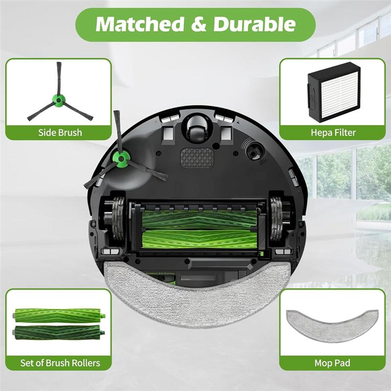 LITE-Ersatzteile Für Irobot Roomba Combo J7+ J9+,Zubehör Enthält 1 Satz Gummibürsten,Filter,Seitenbürsten