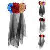 Halloween Floral Veil Headbands Mesh Lace for Women Cosplay Carnival Hair Props