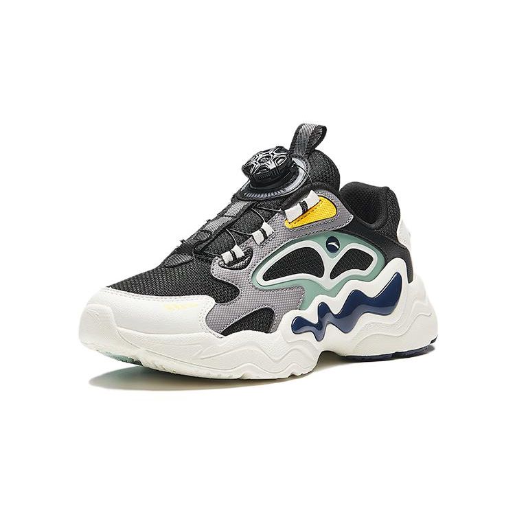 Anta Kids Cloud Escape Comfortable Versatile Non-Slip Wear-Resistant Low-Top Casual Shoes Kids Casual Shoes Black White Green 312348803-1