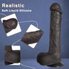 Vibrator Dildo Negru cu Mișcări de Împingere, Jucărie Realistă din Silicon pentru Punctul G cu Încălzire, Ventuză, Telecomandă, pentru Femei și Cupluri