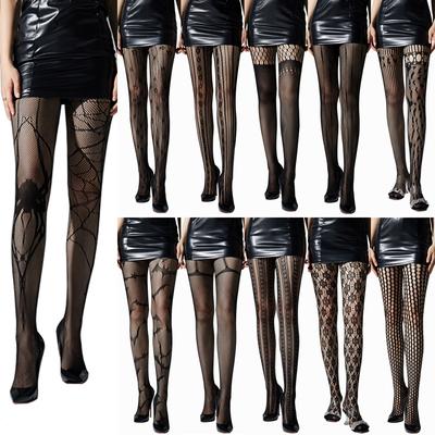 Bas Araignée Style Gothique Punk Sombre Toile d'Araignée Jacquard Araignée Femelle Bas Toile Ciseaux Une Grande Araignée