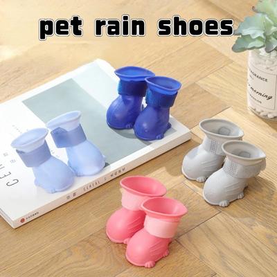 4PCS/Set Anti-Slip Pet Rain Shoes Waterproof Soft Bottom Shoes Rain Snow Boots Little Animals