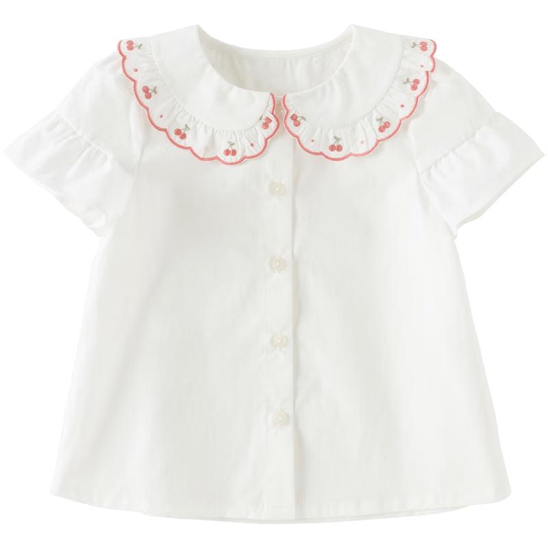 DAVE & BELLA Girls' Short Sleeve Cotton Shirt