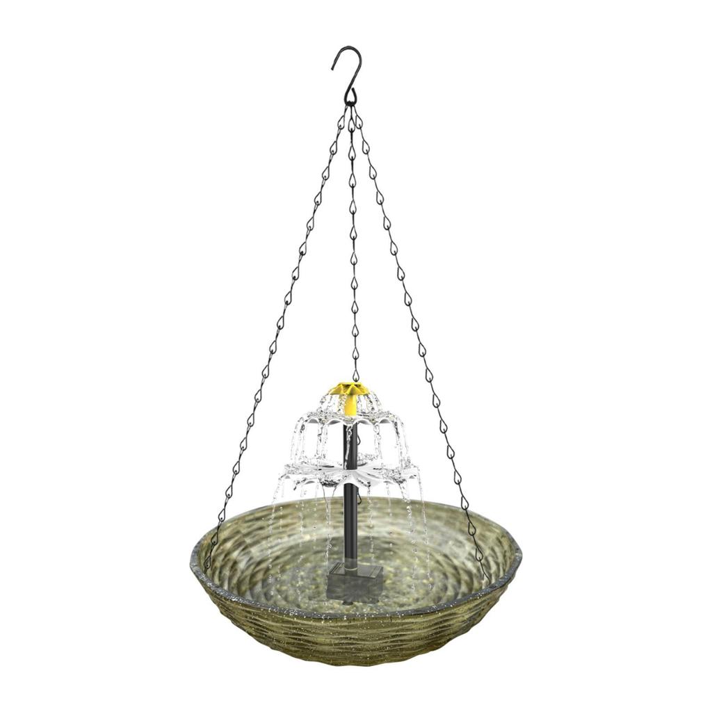 Solar Bird Bath Patio Solar Powered for Garden Hook Courtyard Lawn Easy to Hang Porch Outdoor Birdbath Bowl Decoration Balcony