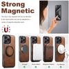 Strong Magnetic Compatible MagSafe Wireless Charging 360° Rotating Ring Stand PU Leather Phone Case For iPhone 16 15 14 13 12 Pro Max Plus