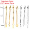 10pcs Never Fade PVD Stainless Steel Extended Chain With Lobster Clasps Extension Extender Tail Chain For Diy Jewelry Making