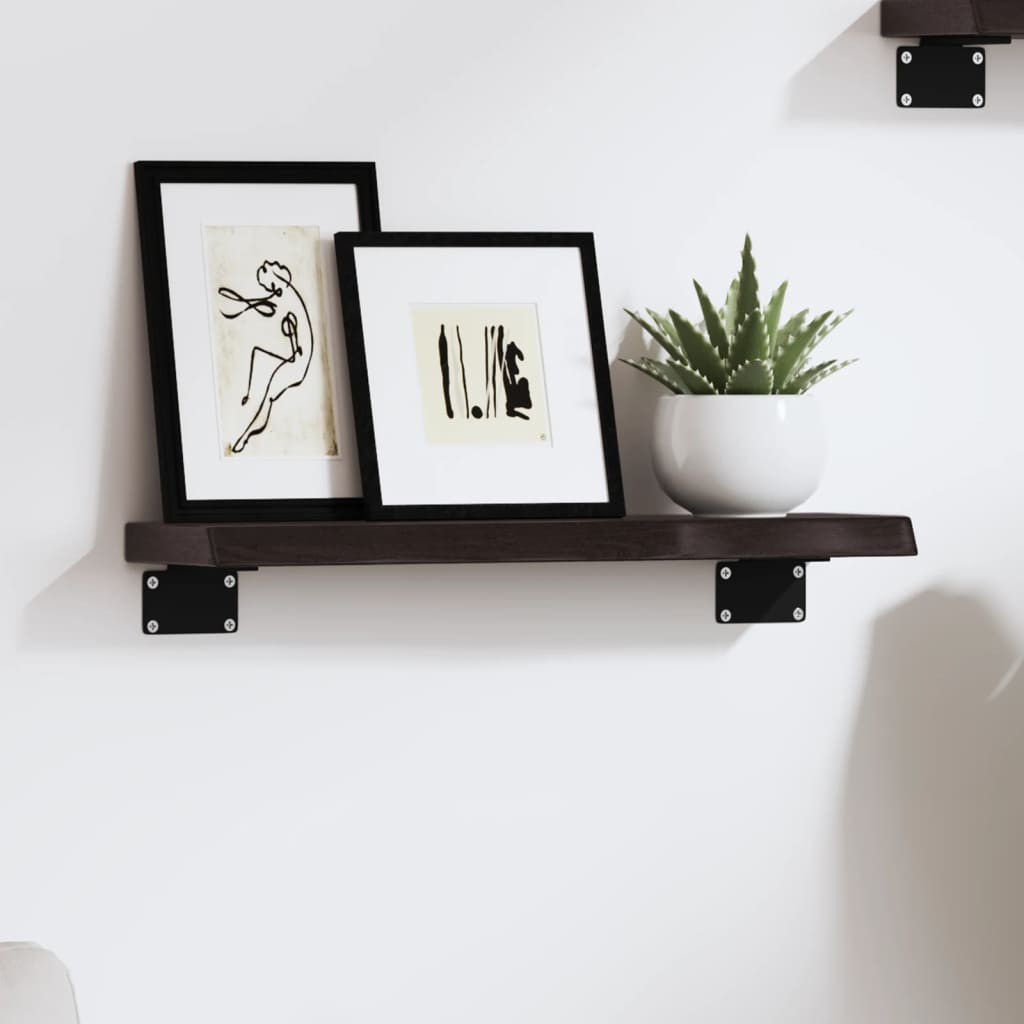Wall Shelf Dark Brown 40 X 10 X 2 Cm Solid Oak Treated
