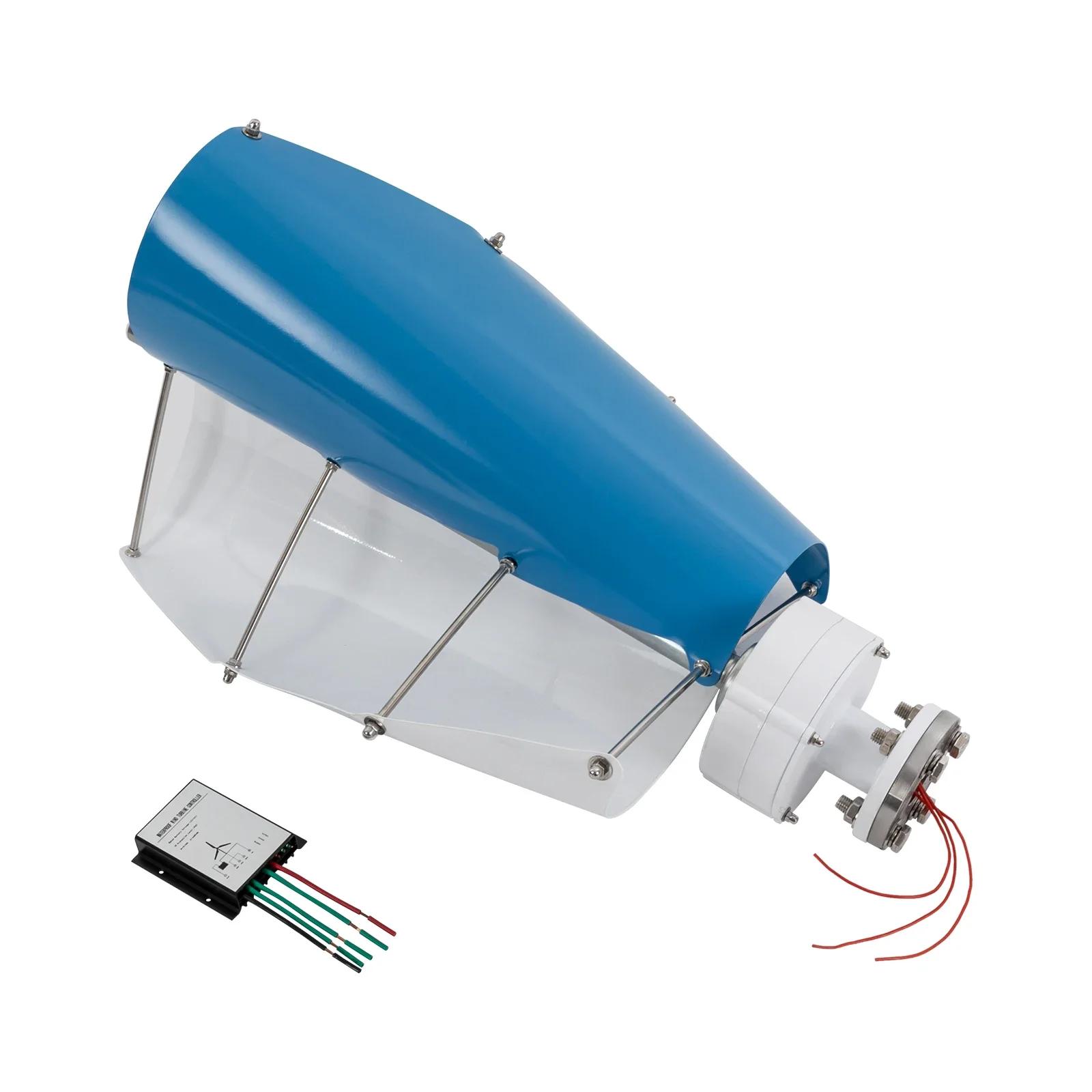 Комплект ветрогенератора 500 Вт Ветрогенератор 500 Вт 42,65 фута/с 2 лопасти Ветрогенератор с вертикальной осью Домашний комплект ветряной мельницы 12V&Other синий