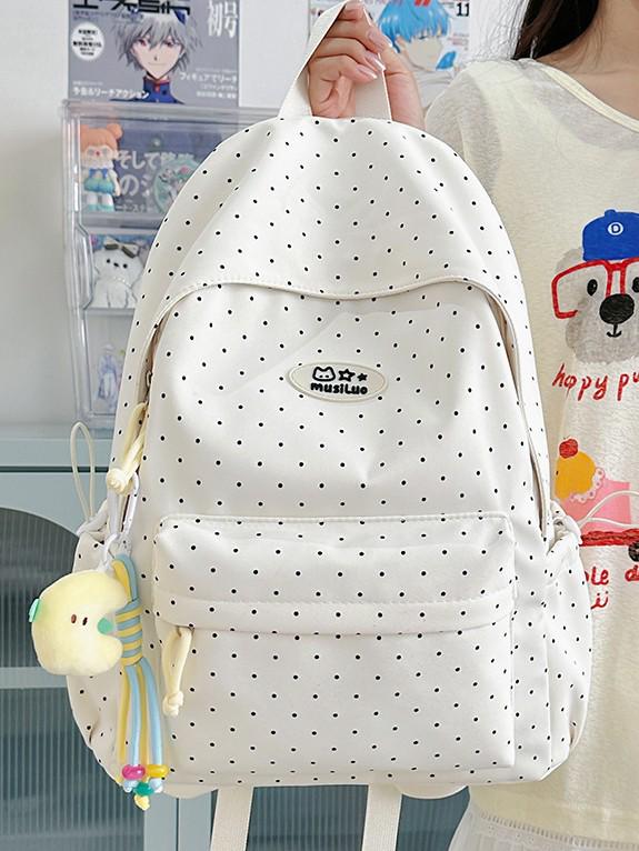 Polka Dot Cute Japanese Backpack for Elementary & Junior High Students - Durable Double Shoulder School Bag