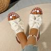 Fashion Beach Outdoor Ladies Shoes Women Slippers Summer 2025 Platform Wedges Low Heels Bow Tie Peep Toe Fashion Sandals Slides Women